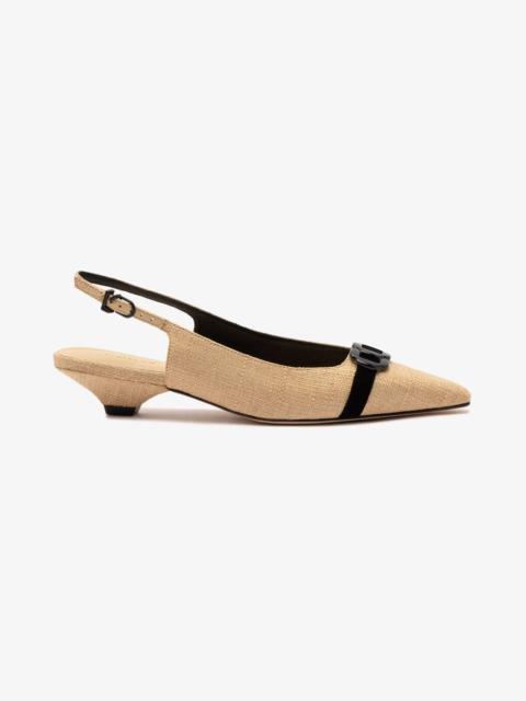 Franca Pump In Beige Raffia and Black Trimming