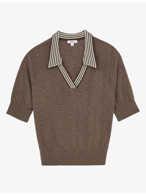 REISS Neva Short-Sleeved Wool Polo Shirt