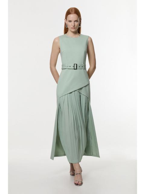 KAREN MILLEN Forever Ponte And Georgette Jersey Pleated Maxi Dress