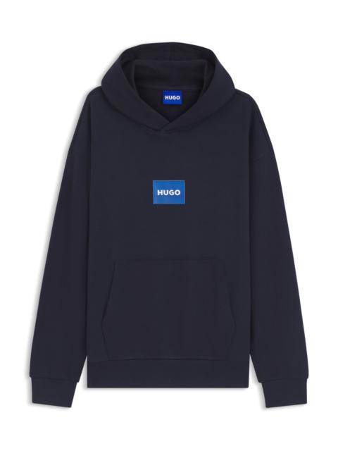 HUGO BLUE-LOGO HOODIE IN COTTON TERRY
