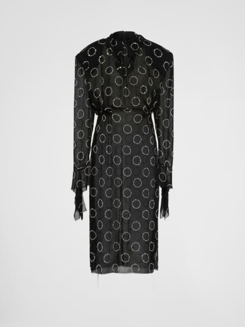 Prada Embroidered georgette dress