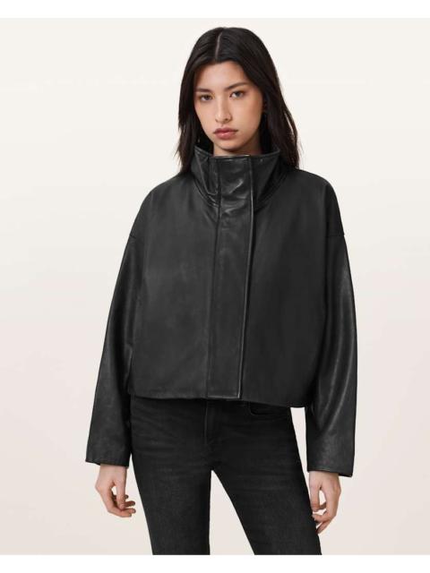 ALLSAINTS RYDER FUNNEL NECK LEATHER JACKET