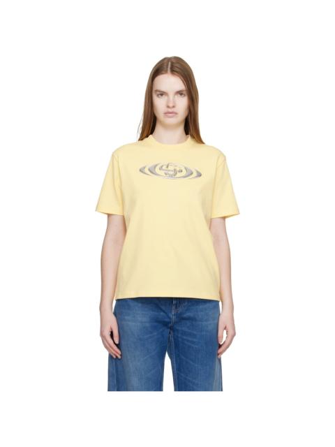 CASABLANCA Yellow Warped Logo Corrosion T-shirt