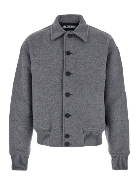 JACQUEMUS Jacquemus Grey Jacket With Classic Collar And Dropped Shoulders In Wool Man