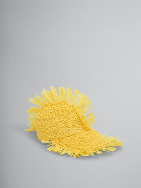 YELLOW RAFFIA-EFFECT BASEBALL CAP