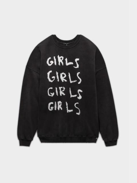 R13 GIRLS GIRLS OVERSIZED CREWNECK - ACID BLACK | R13