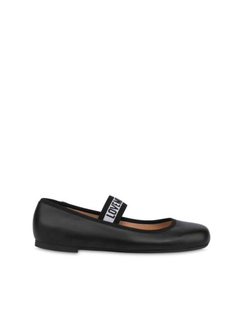 Moschino logo-strap ballet flats