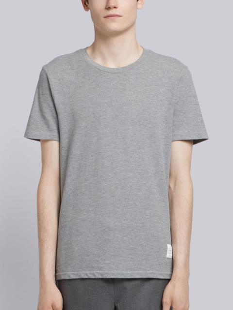Thom Browne Light Grey Cotton Pique Center Back Stripe Relaxed Fit Tee