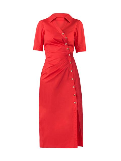 Shoshanna Women's Emmett Stretch Cotton Asymmetric Shirtdress - Tomato