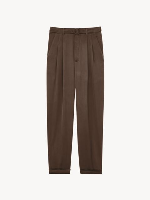 SAINT LAURENT SLIM-FIT PANTS IN SILK DUCHESS SATIN