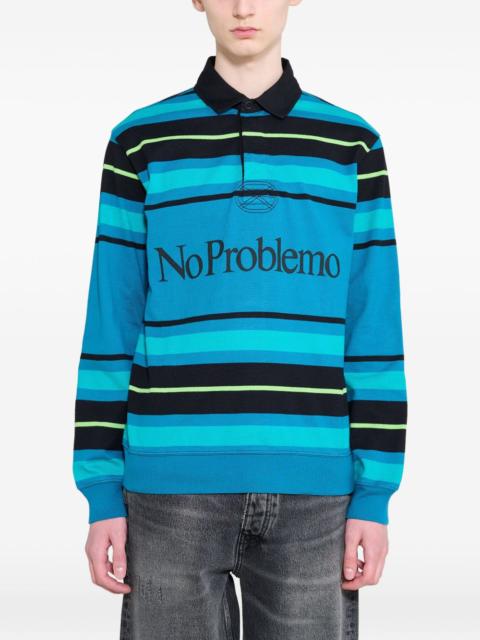 No Problemo striped long-sleeve polo shirt
