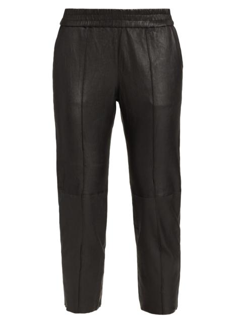 SPRWMN Women's Leather Slim Fit Joggers - Black