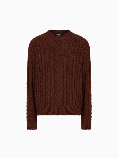 EMPORIO ARMANI CABLE-KNIT JUMPER IN A WOOL AND LUREX BLEND