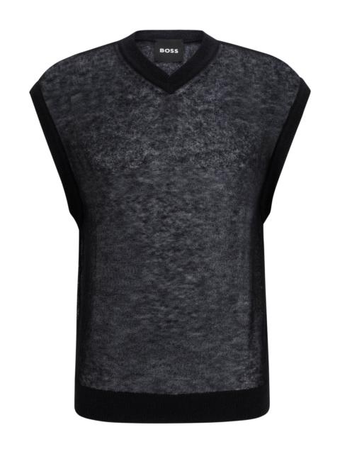 BOSS REGULAR-FIT SLEEVELESS SWEATER IN A TRANSLUCENT KNIT