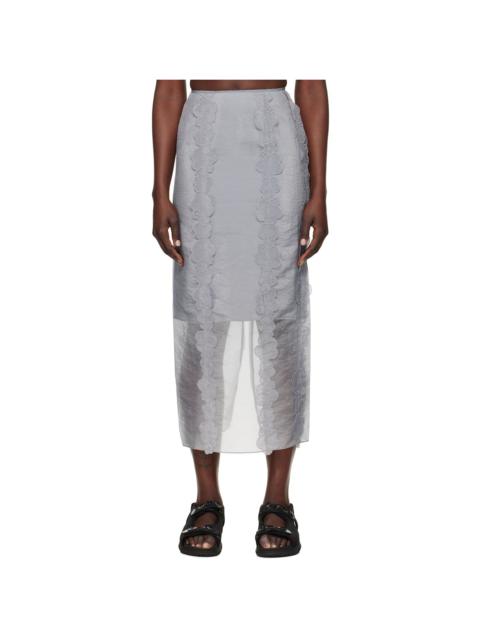 CECILIE BAHNSEN Gray Olympia Midi Skirt