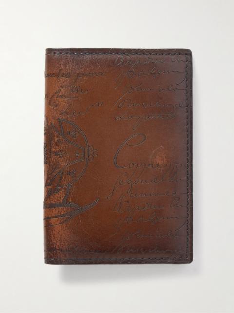 Berluti Jagua Neo Scritto Venezia Leather Bifold Cardholder Brown