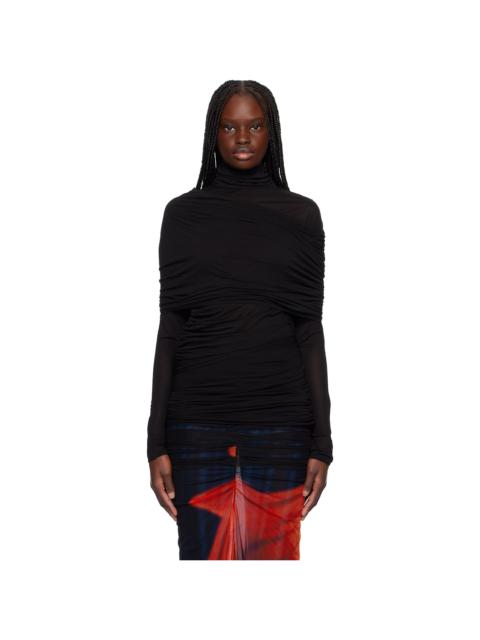 MUGLER Black Ruched Blouse