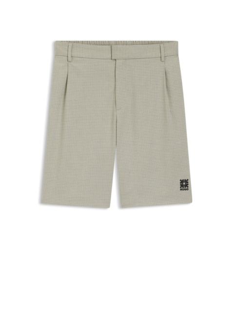 HUGO RELAXED-FIT SHORTS WITH HOUNDSTOOTH PATTERN