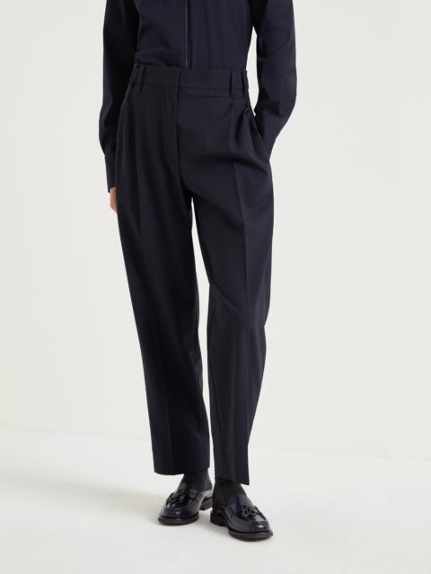 Brunello Cucinelli Tropical luxury wool slouchy trousers with monili