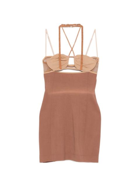 NENSI DOJAKA Draped double bra mini dress