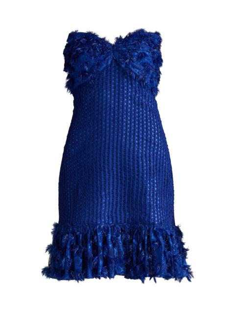 TADASHI SHOJI Women's Frayed Strapless Minidress - Neon Blue