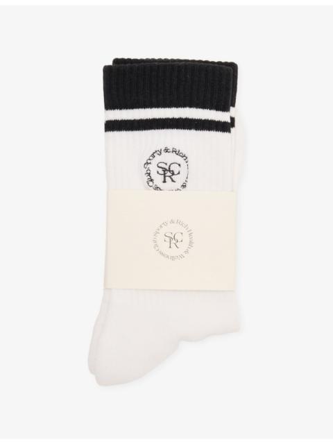 Sporty & Rich Brand-Embroidered Cotton-Blend Socks