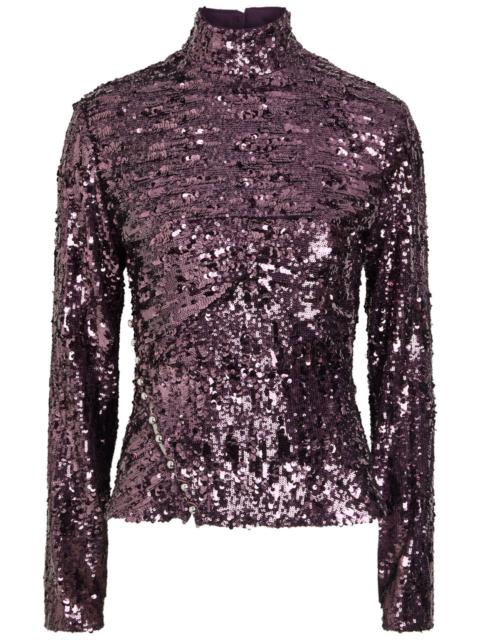 Rabanne Sequin-embellished Chiffon top