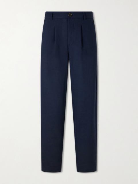 Oliver Spencer Oxford Straight-Leg Striped Linen Drawstring Trousers