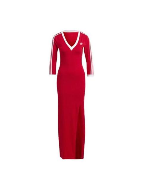 adidas (WMNS) adidas originals Adicolor Classics 3-Stripes Maxi Dress 'Red' II0750