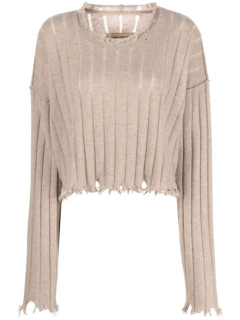 distressed-efffect cashmere jumper