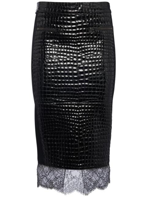 TOM FORD LVR Exclusive emboss leather midi skirt