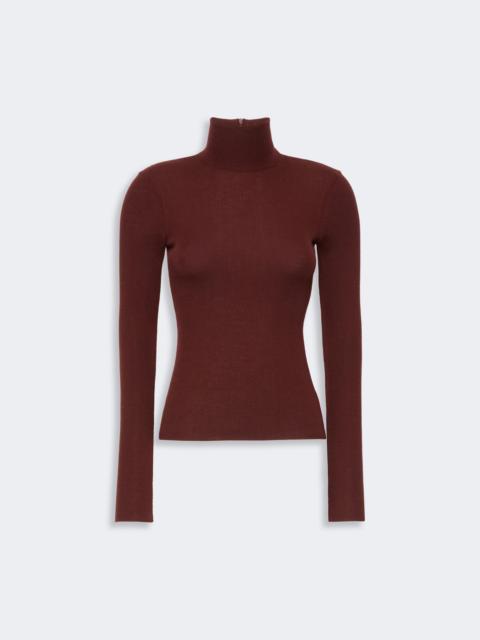 Max Mara CAVALLO Wool yarn polo-neck sweater - BROWN BORDEAUX