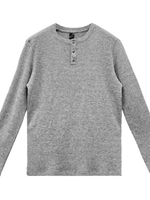 Chrome Hearts CH Waffle Thermal Grey Long Sleeve Henley Tee "Grey" CHRM1811