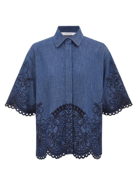 Zimmermann COCO EMBROIDERED DENIM SHIRT