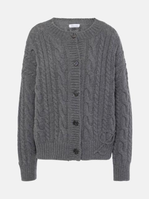 Cable-knit wool and cashmere cardigan