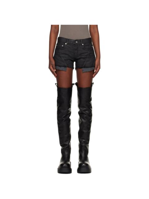 Rick Owens DRKSHDW Black Temple Lana Cut Off Denim Shorts