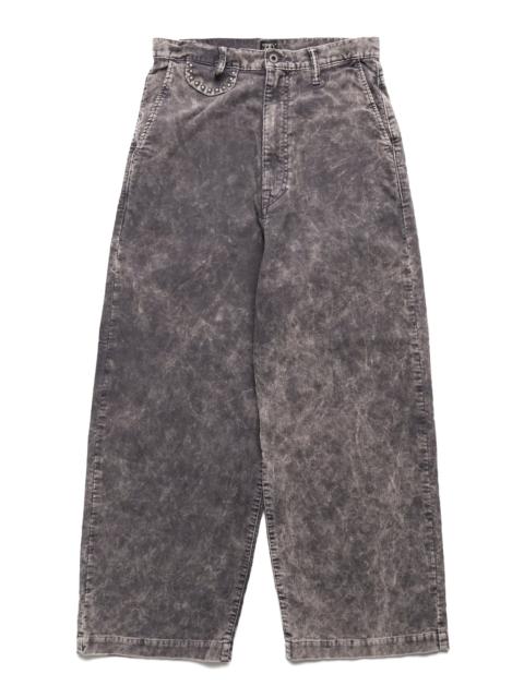 Kapital 14W Corduroy BOOGIE-DAY PORT Baggy Pants (Dirty Dyed) - Grey