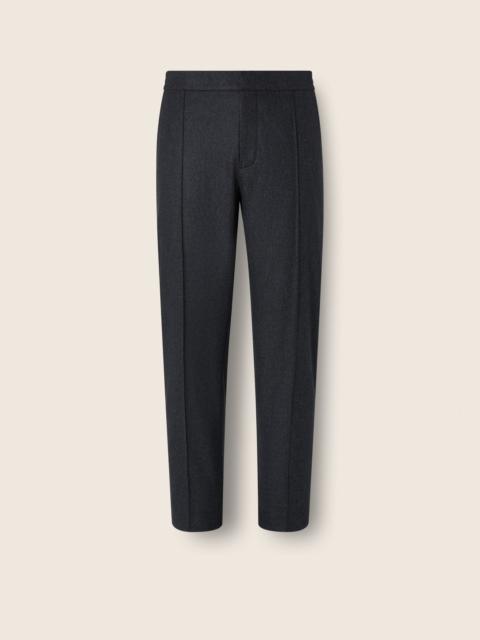 ZEGNA DARK GREY MÉLANGE WOOL SILK AND CASHMERE PANTS