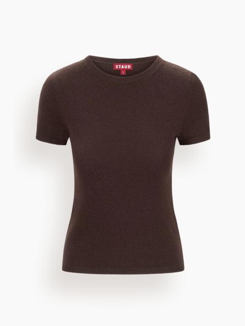 STAUD Easy Cashmere Tee in Dark Chocolate