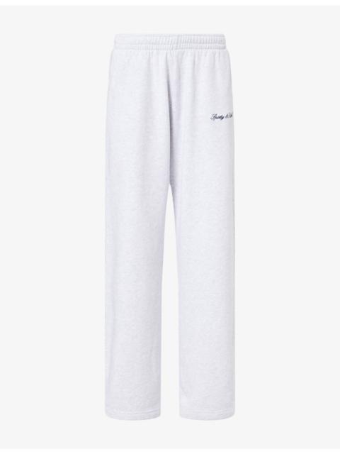 Sporty & Rich Logo-Embroidered Wide-Leg Cotton Jogging Bottoms