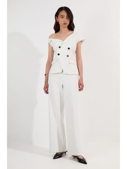 KAREN MILLEN Petite Compact Stretch Asymmetric Collar Wide Leg Tailored Jumpsuit