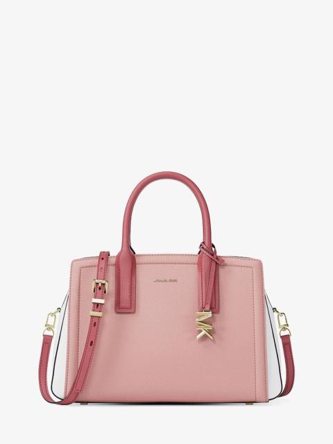 MICHAEL KORS Laila Medium Color-Block Pebbled Leather Satchel