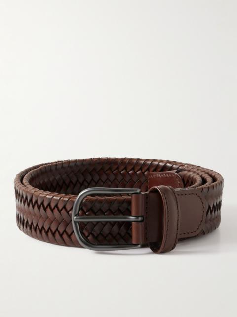 Anderson's 3.5cm Woven Leather Belt Brown
