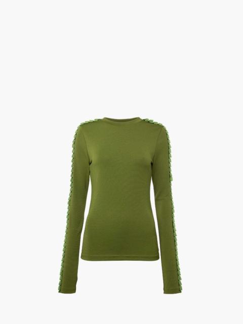 JW Anderson PLEATED TRIM LONG SLEEVE TOP