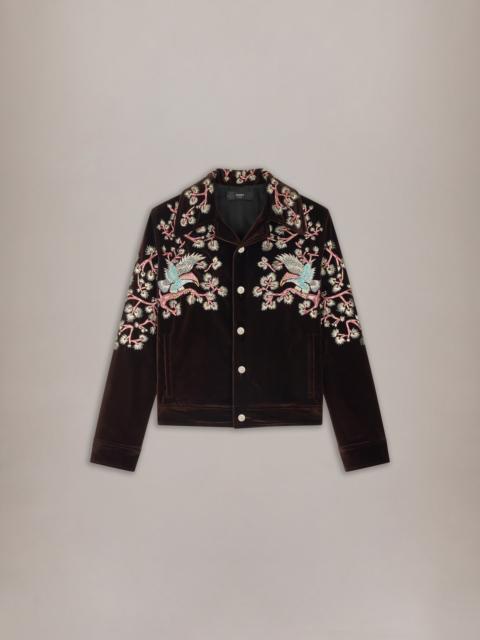 AMIRI FLORAL EMBROIDERED VELVET TRUCKER