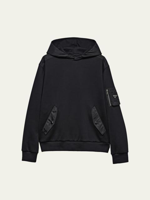 Prada Men's Tonal Cotton and Nylon Hoodie