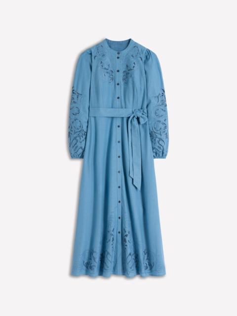 BODEN Mae Linen Blend Shirt Dress-Blue Heaven
