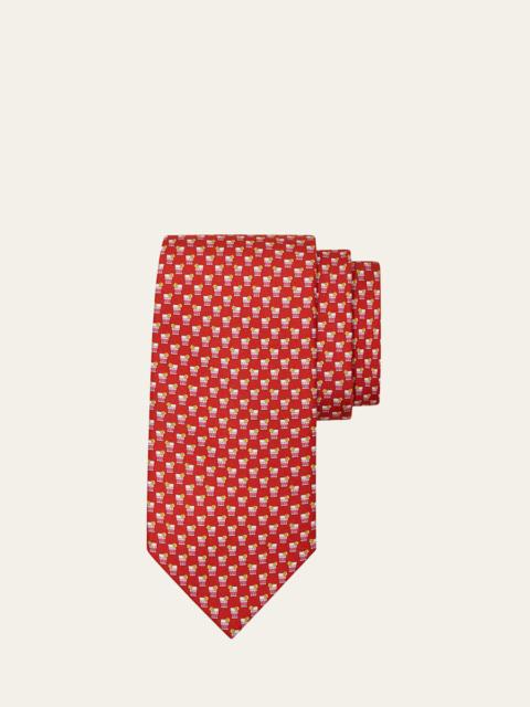 FERRAGAMO Men's Cocktail-Print Silk Tie