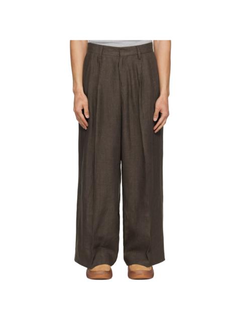 ERL Brown Pleated Suit Trousers