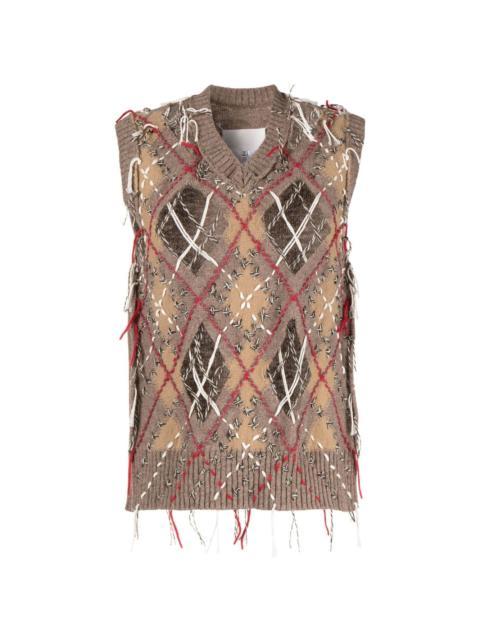 Maison Margiela frayed-detailing sleeveless knitted jumper
